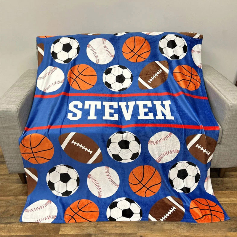 Personalized Sport Design Blanket with Custom Name for Sport Lover