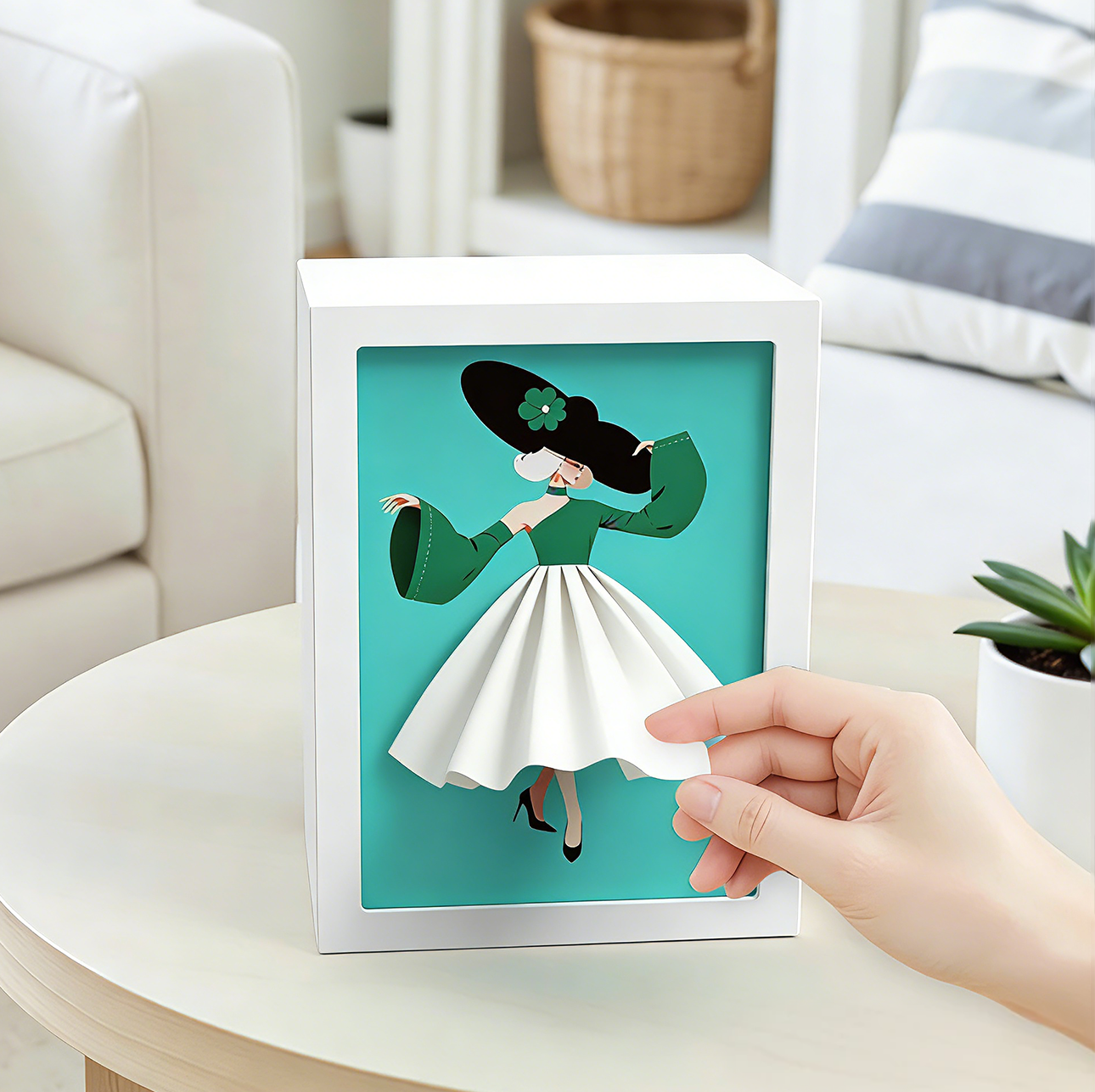 Illuminated photo frame tissue box with replaceable patterns, multi-functional tissue box for desktops, dining tables, beds, and cabinets.