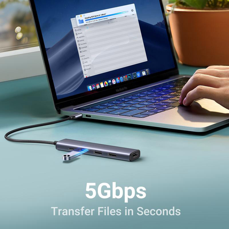 5-in-1 USB-C Hub ⚡ 4K HDMI, 100W Power Delivery, 3 USB-A Ports 🔌 for MacBook, iPhone & More 📱