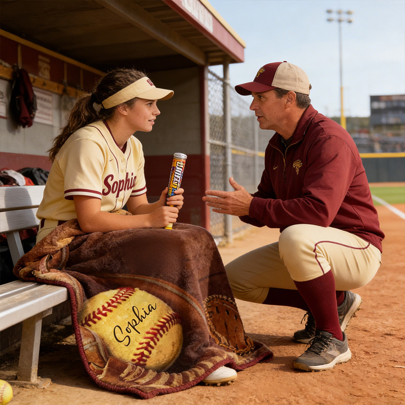 Personalized Softball Blanket with Custom Name and Number Design, Cozy Up with Your Passion