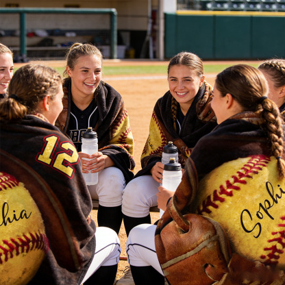 Personalized Softball Blanket with Custom Name and Number Design, Cozy Up with Your Passion