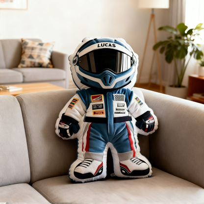 Personalized Racer Throw Pillow Custom Name Graphic 3D Print Design Cushion Gift for Racers and Racing Lovers