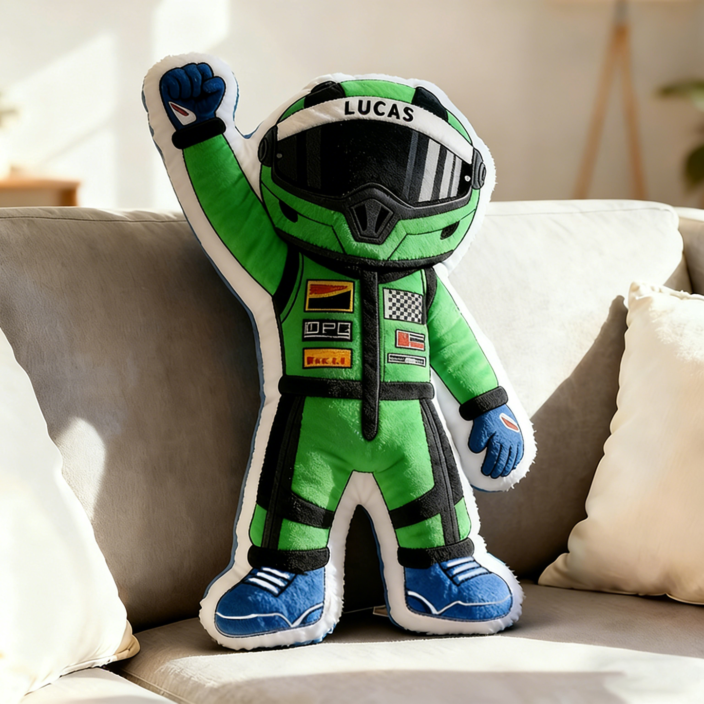 Personalized Winning Racer Throw Pillow Custom Name Graphic 3D Print Design Cushion Gift for Racers and Racing Lovers