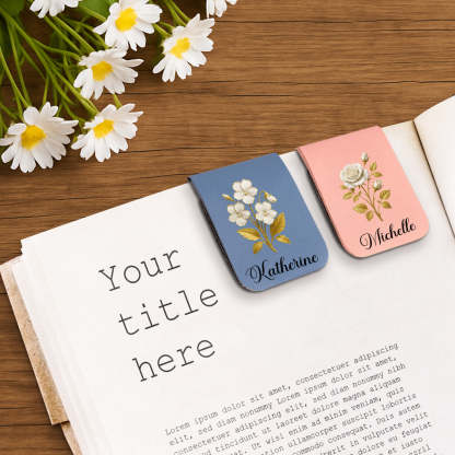 Flower Of The Month - Personalized Custom Leather Bookmark
