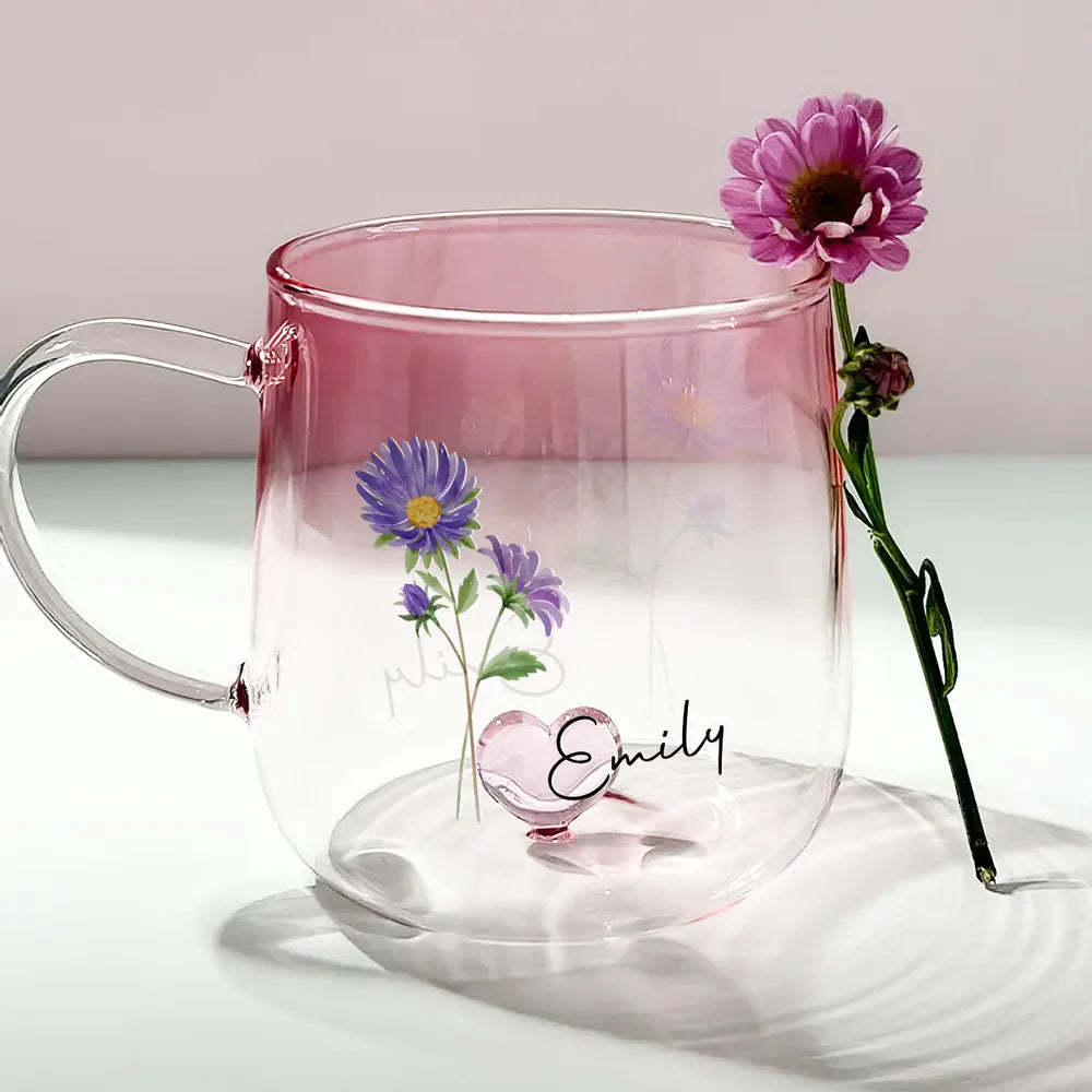 You Are The Most Beautiful Flower - Personalized Custom Pink Gradient Glass Mug
