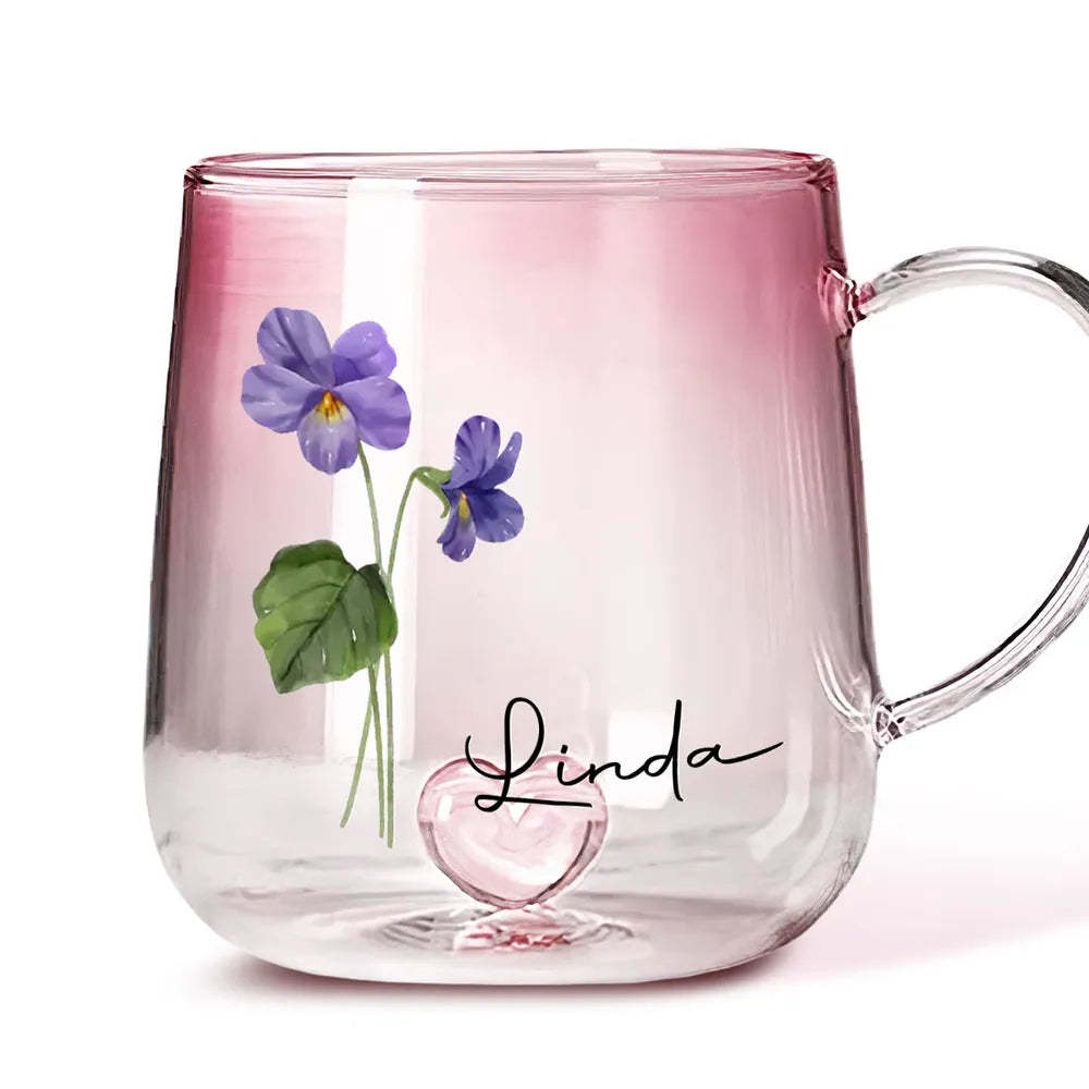 You Are The Most Beautiful Flower - Personalized Custom Pink Gradient Glass Mug