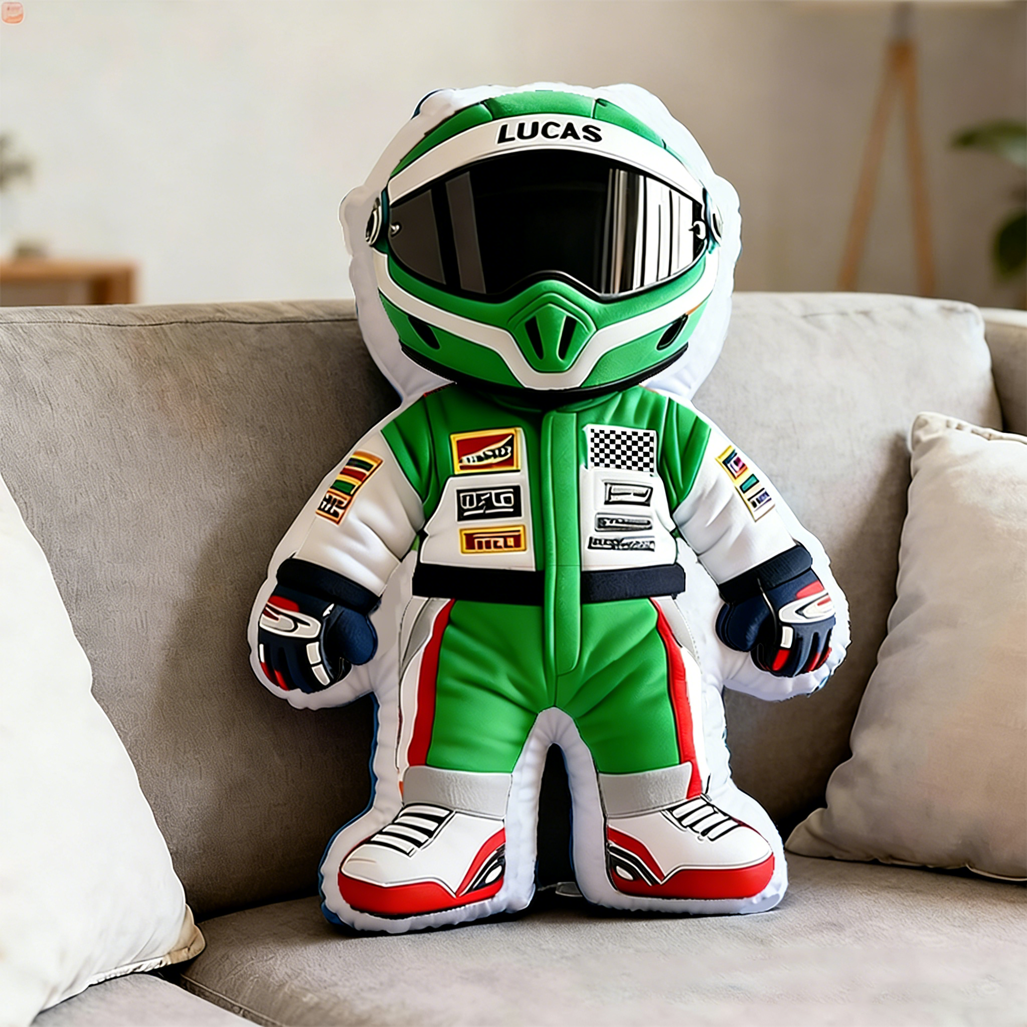 Personalized Racer Throw Pillow Custom Name Graphic 3D Print Design Cushion Gift for Racers and Racing Lovers