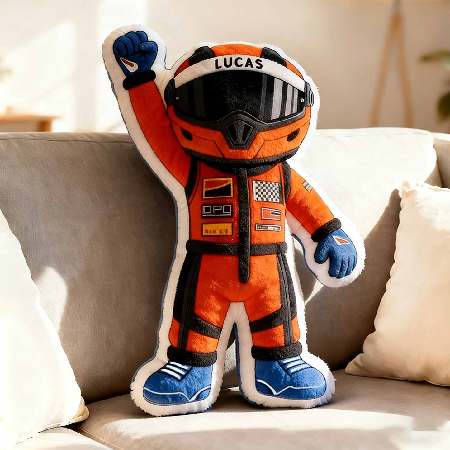 Personalized Winning Racer Throw Pillow Custom Name Graphic 3D Print Design Cushion Gift for Racers and Racing Lovers