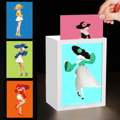 Illuminated photo frame tissue box with replaceable patterns, multi-functional tissue box for desktops, dining tables, beds, and cabinets.