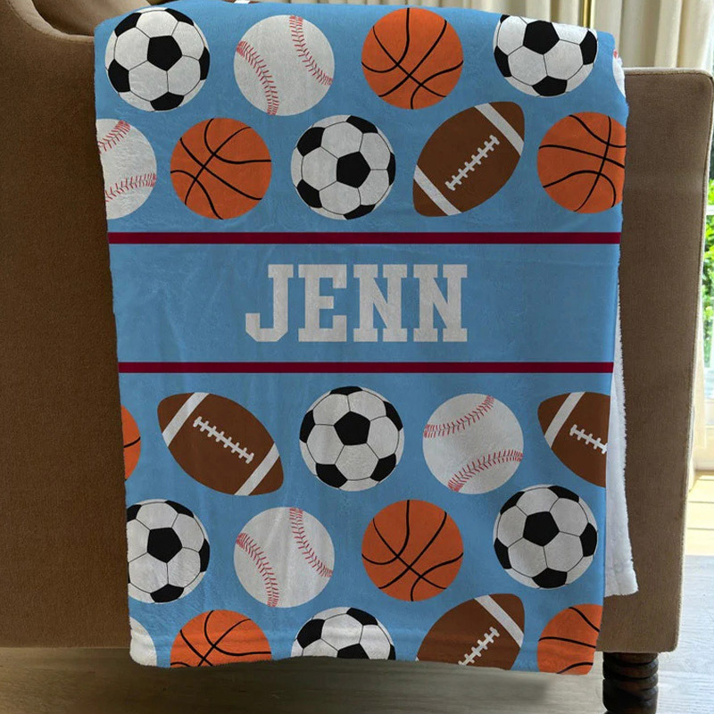 Personalized Sport Design Blanket with Custom Name for Sport Lover