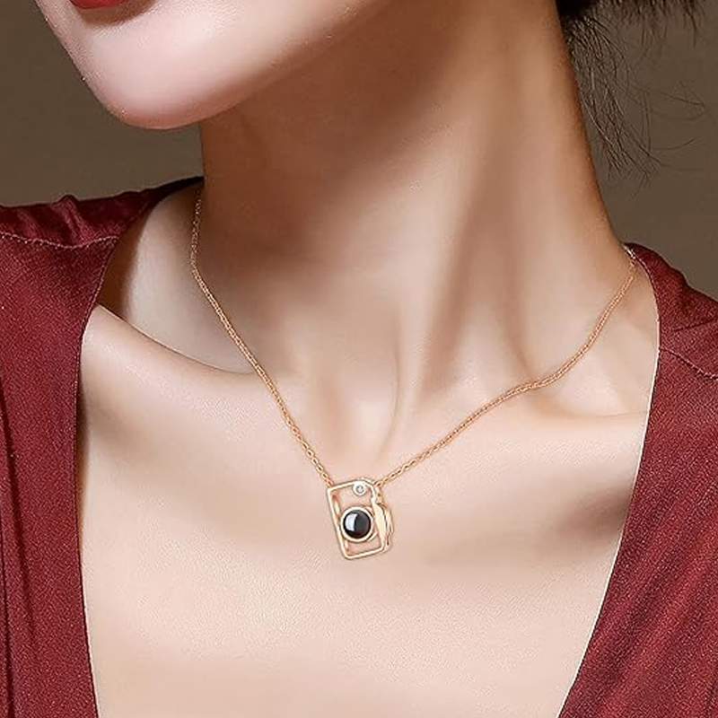 Personalized Photo Brass Heart Necklace With Picture Inside Mini Camera Locket Necklace Birthday Gifts