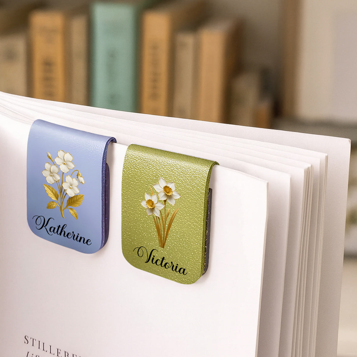 Flower Of The Month - Personalized Custom Leather Bookmark