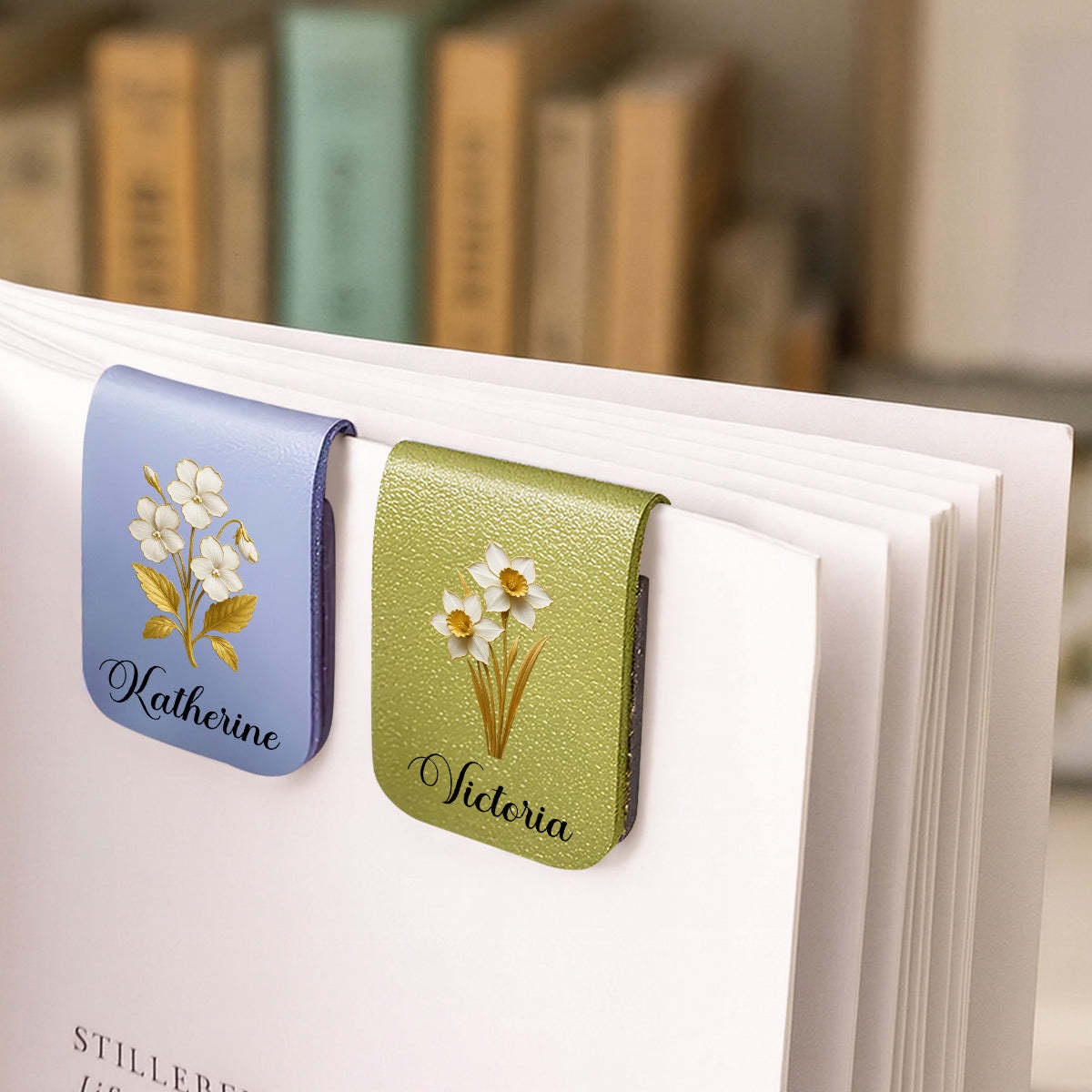 Flower Of The Month - Personalized Custom Leather Bookmark