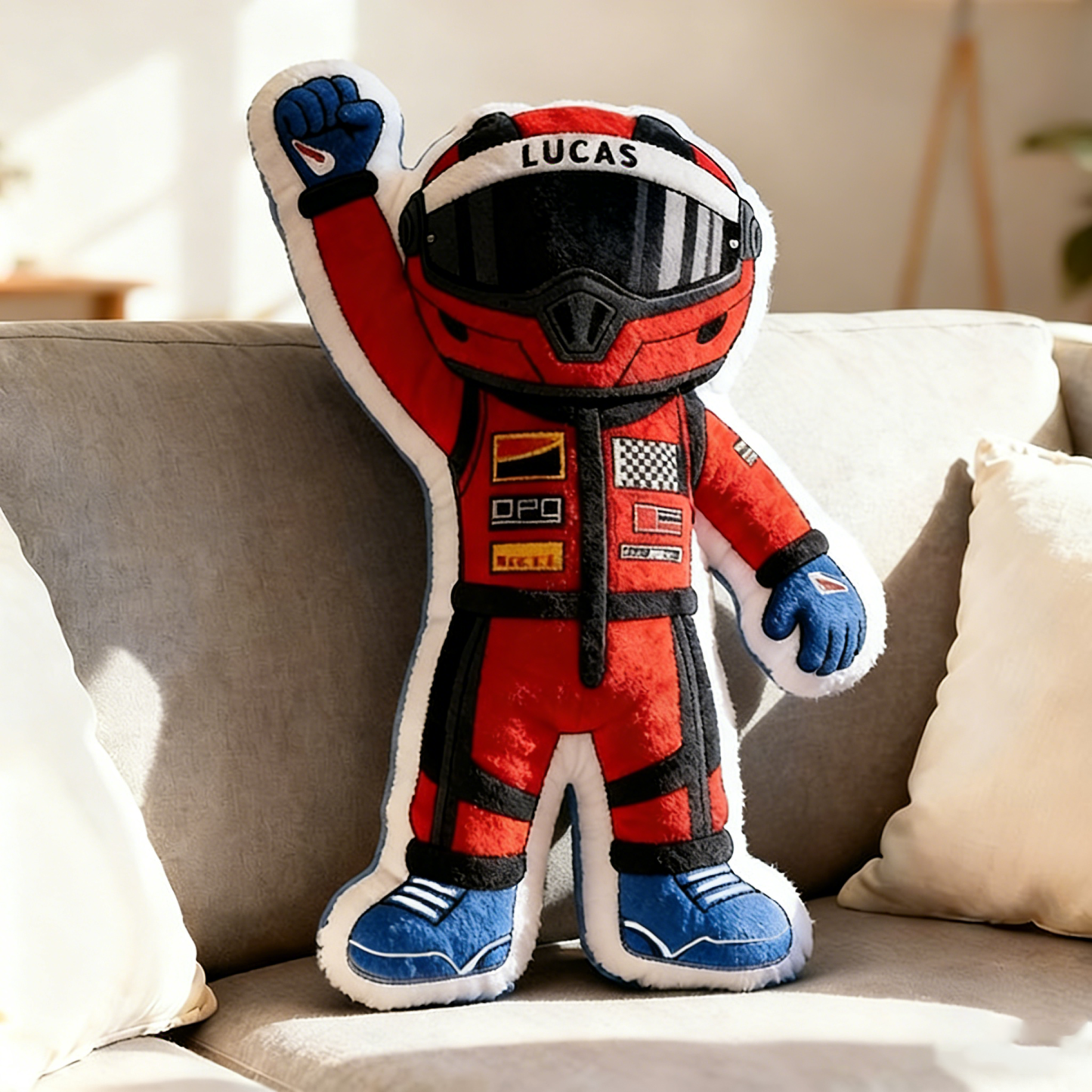 Personalized Winning Racer Throw Pillow Custom Name Graphic 3D Print Design Cushion Gift for Racers and Racing Lovers