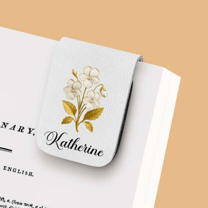 Flower Of The Month - Personalized Custom Leather Bookmark
