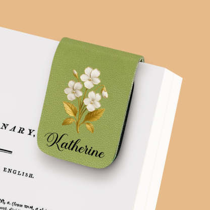 Flower Of The Month - Personalized Custom Leather Bookmark