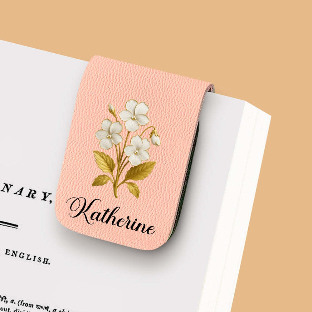 Flower Of The Month - Personalized Custom Leather Bookmark