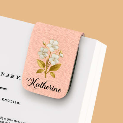Flower Of The Month - Personalized Custom Leather Bookmark