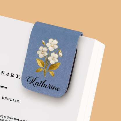 Flower Of The Month - Personalized Custom Leather Bookmark