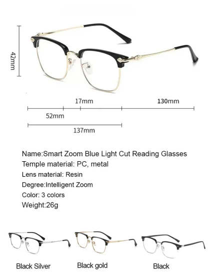 Automatic zoom anti-blue light presbyopia glasses