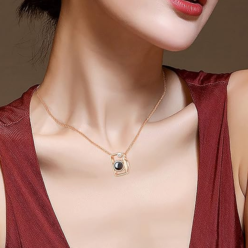 Personalized Photo Brass Heart Necklace With Picture Inside Mini Camera Locket Necklace Birthday Gifts