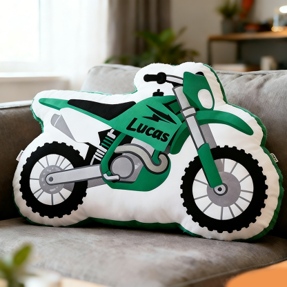 Personalized Motorcycle Pillow Custom Name 3D Graphic Print Cushion Gift for Bikers and Motorcycle Fans