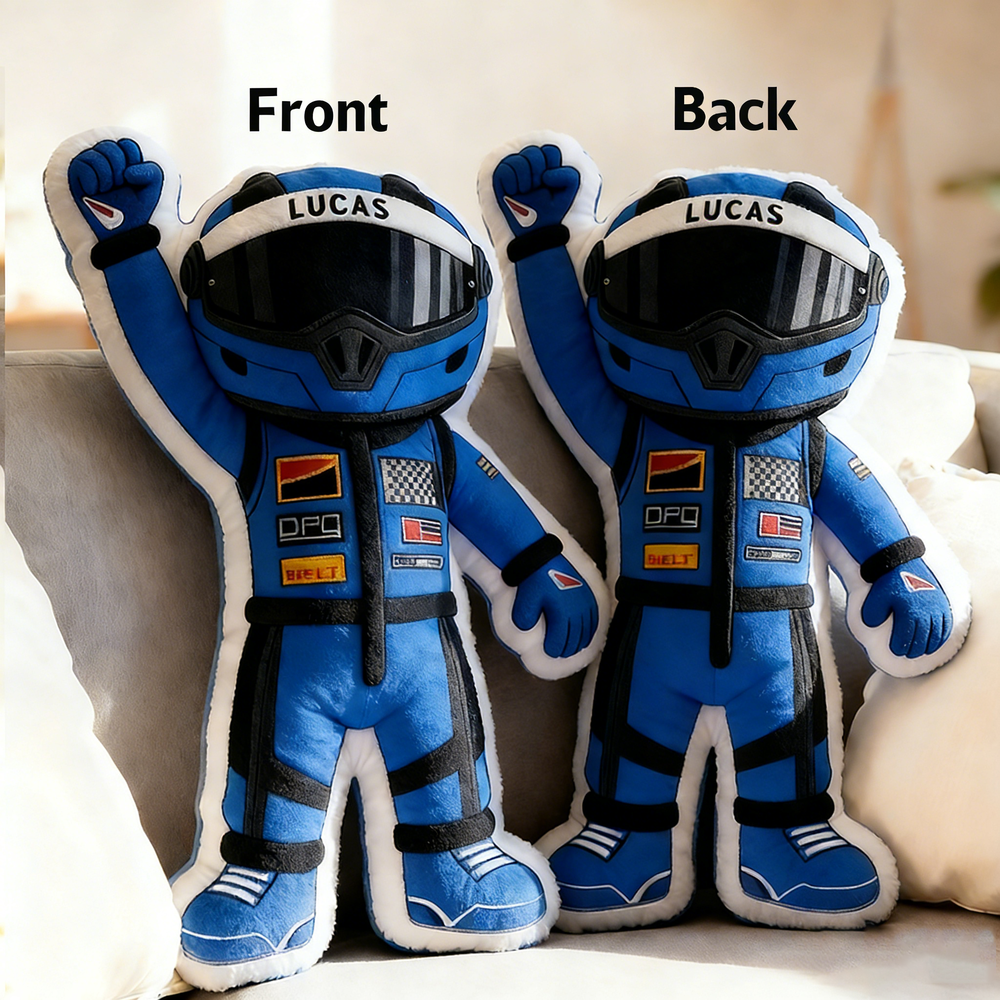 Personalized Winning Racer Throw Pillow Custom Name Graphic 3D Print Design Cushion Gift for Racers and Racing Lovers