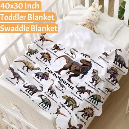 Dinosaur Blanket Gifts for Boys, Jurassic Dino Throw Blanket Gifts for Baby Girls Decor Animal Wild Plush Soft Lightweight Flannel Fleece Dinosaurs Blankets Sheet for Nursery Stroller Toddler 40x30In