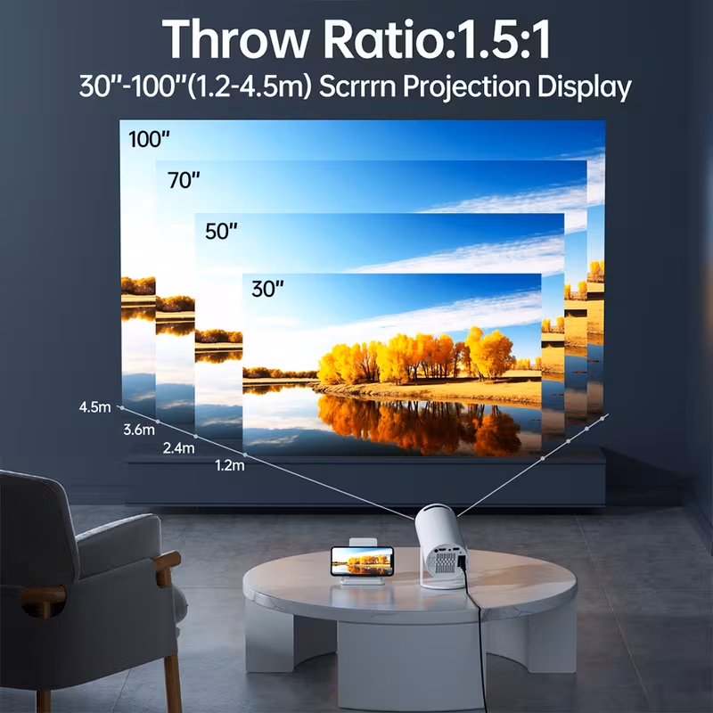 HD Wireless Portable Projector Mini Home Native resolution 1280x720 HD 720p Theater Projectors 180 Degree Rotation With Dual Wifi Built-in Android 11.0 OS