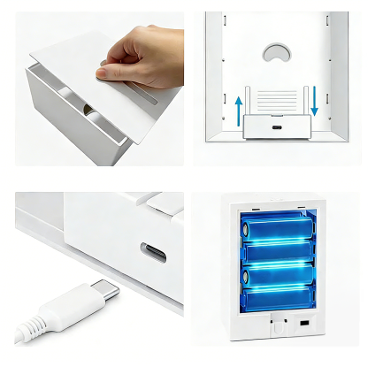 Illuminated photo frame tissue box with replaceable patterns, multi-functional tissue box for desktops, dining tables, beds, and cabinets.