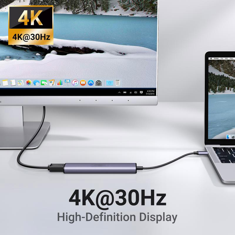 5-in-1 USB-C Hub ⚡ 4K HDMI, 100W Power Delivery, 3 USB-A Ports 🔌 for MacBook, iPhone & More 📱