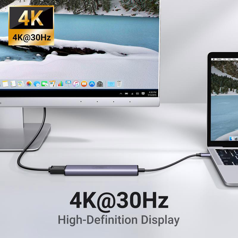 5-in-1 USB-C Hub ⚡ 4K HDMI, 100W Power Delivery, 3 USB-A Ports 🔌 for MacBook, iPhone & More 📱
