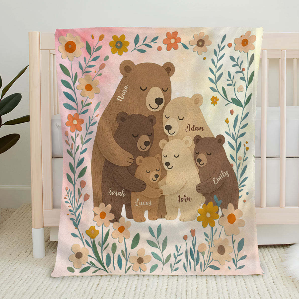 Cozy Bear Love -  Personalized Custom Fleece Blanket