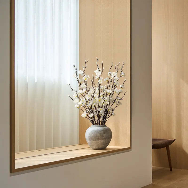 12/24Pcs Artificial Cherry Blossom Long Stems Faux Silk Flowers, Realistic Decorative Floral Arrangement for Home Decor Table Floor Centerpiece Hotel Office Wedding Party Garden All Season Decor(vase not included)