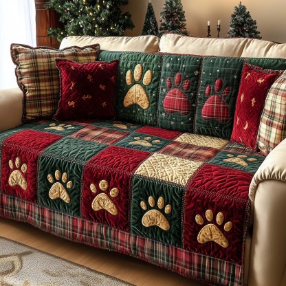 Lovely Paws Quilted Sofa Cover GFTOTL5294