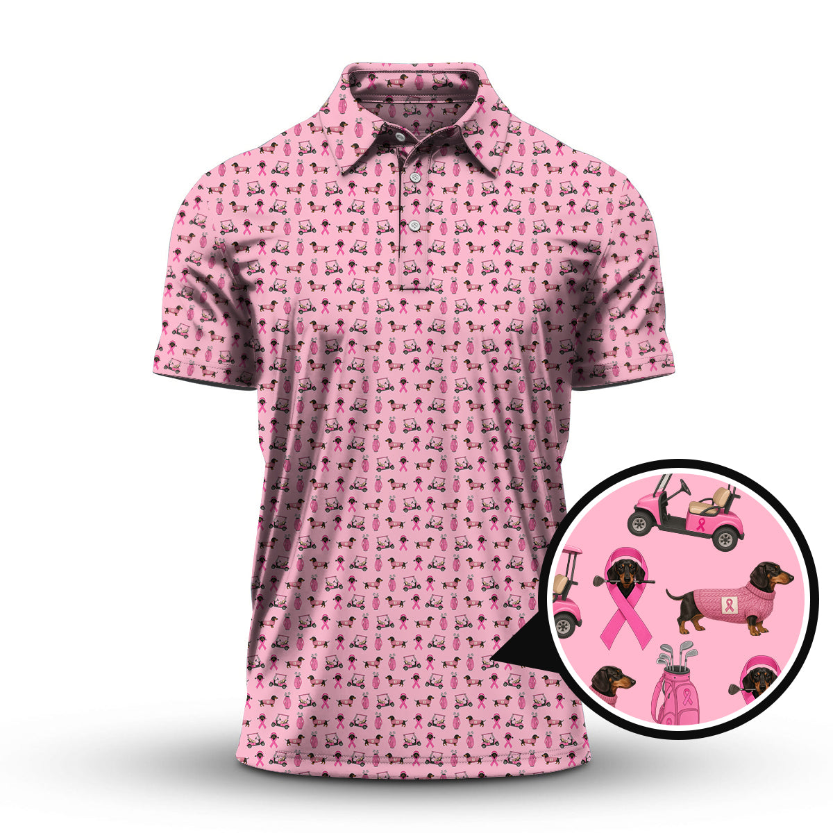 Breast Cancer Golf Shirt, Dachshund Golf Shirt, Pattern Golf Shirt For Golfer
