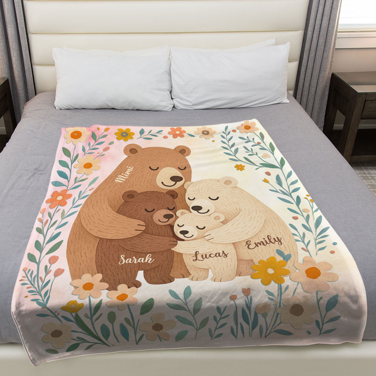 Cozy Bear Love -  Personalized Custom Fleece Blanket