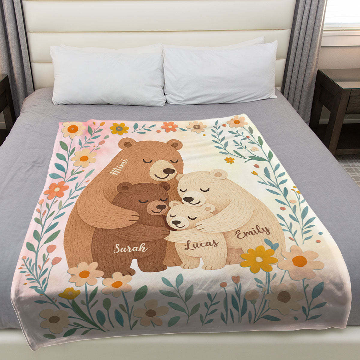 Cozy Bear Love -  Personalized Custom Fleece Blanket