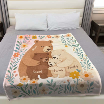 Cozy Bear Love -  Personalized Custom Fleece Blanket