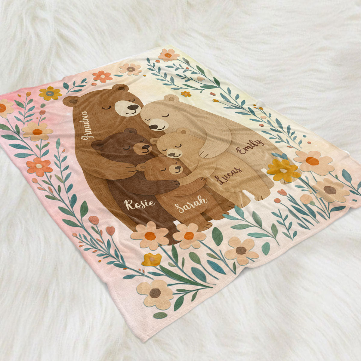 Cozy Bear Love -  Personalized Custom Fleece Blanket