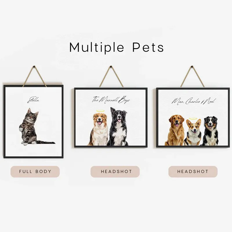 Personalized Watercolor Style Wall Art For Dog and Cat Lovers Poster Without Frame Custom Art Lover Gift Custom Pet Portrait