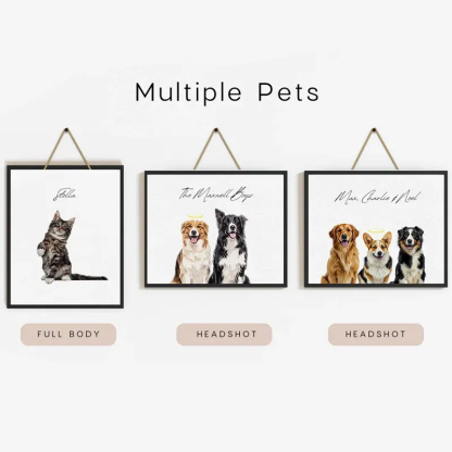 Personalized Watercolor Style Wall Art For Dog and Cat Lovers Poster Without Frame Custom Art Lover Gift Custom Pet Portrait