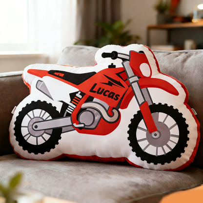 Personalized Motorcycle Pillow Custom Name 3D Graphic Print Cushion Gift for Bikers and Motorcycle Fans