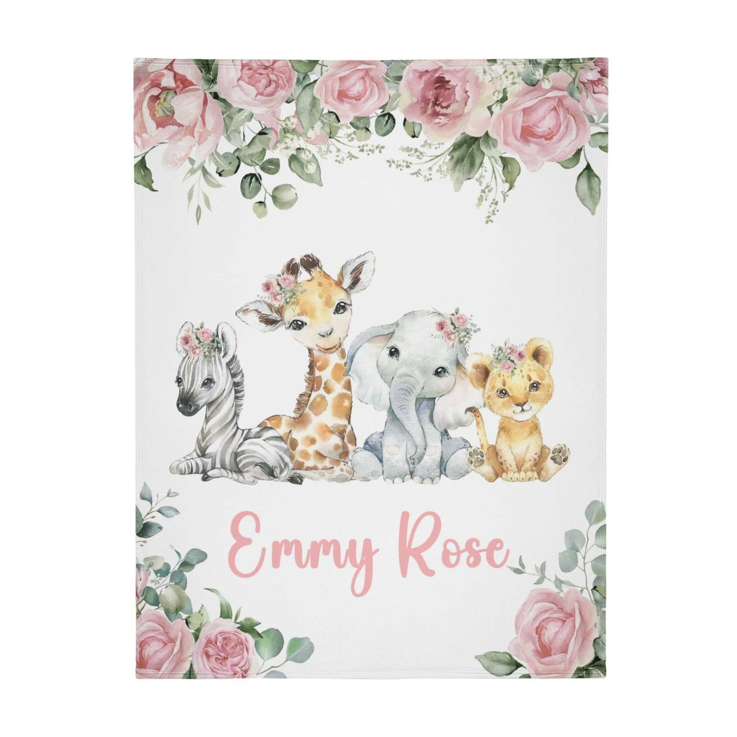Personalized Forest Animal Girl Blanket - Gift for Baby