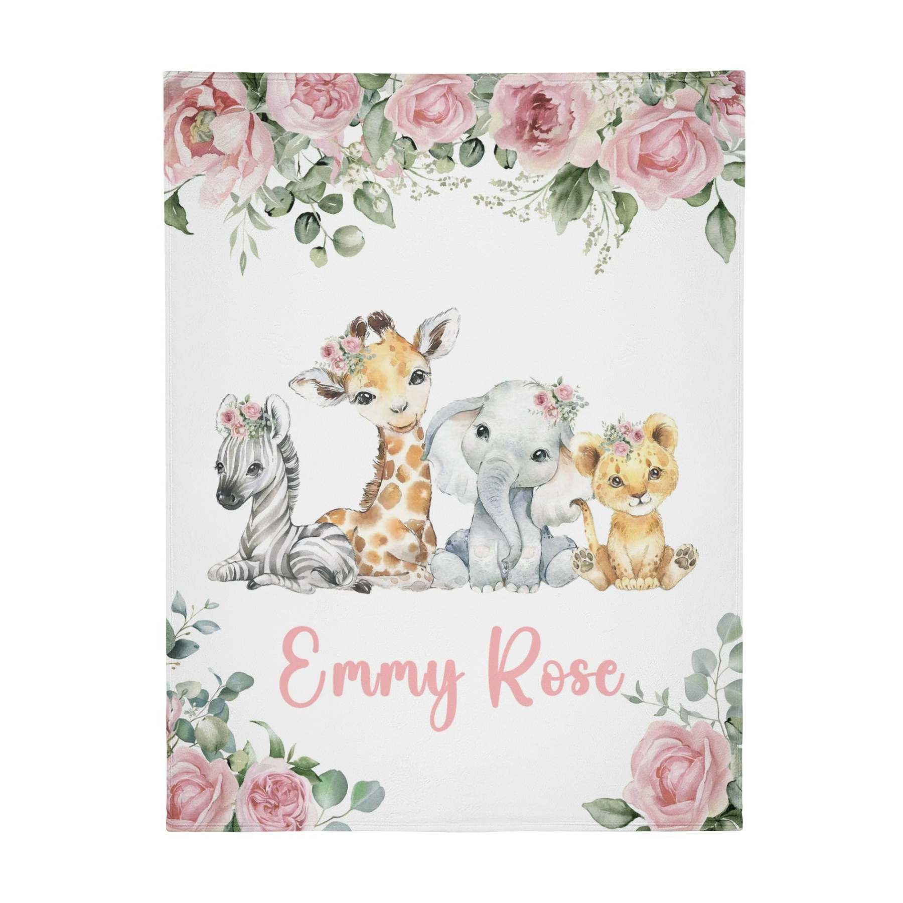 Personalized Forest Animal Girl Blanket - Gift for Baby