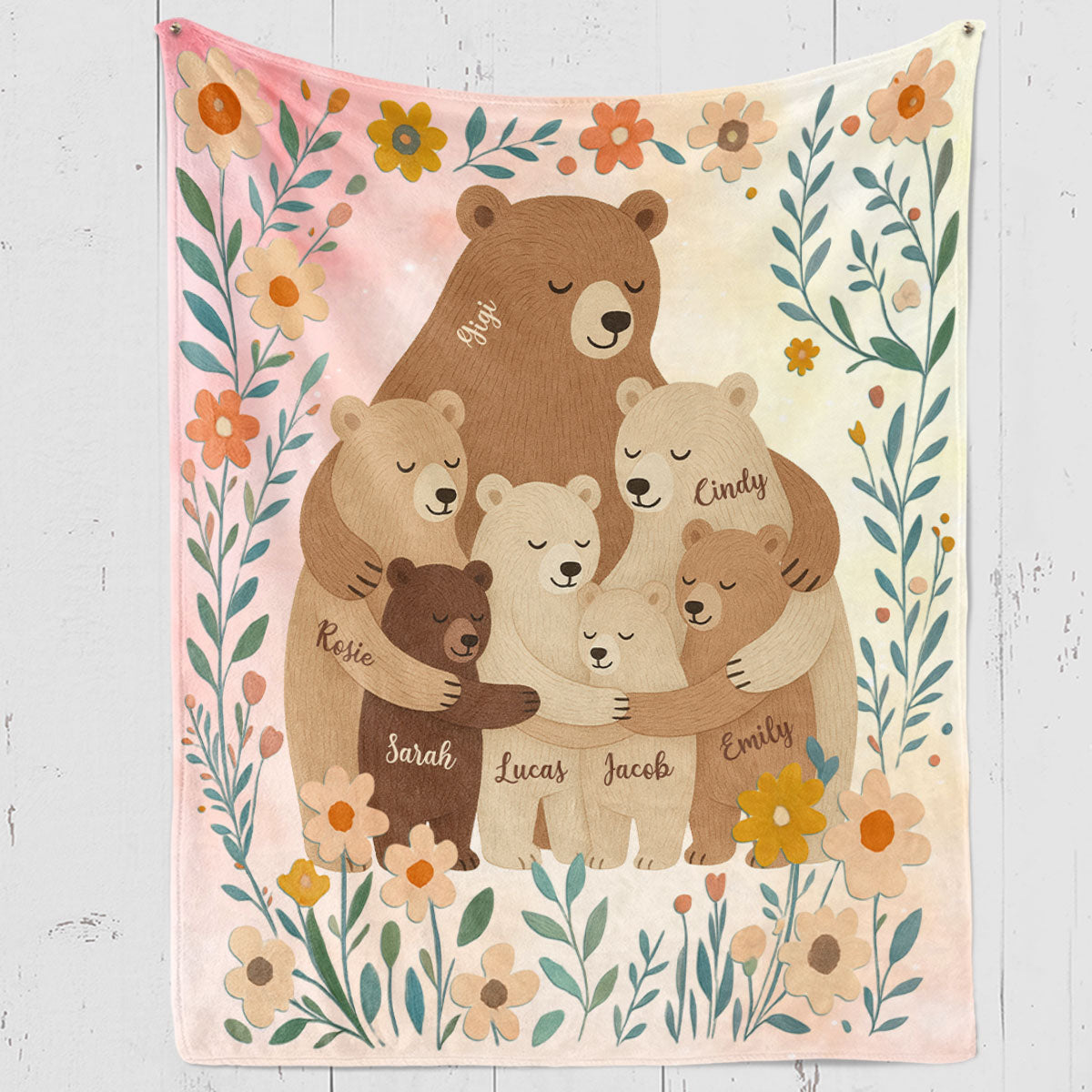 Cozy Bear Love -  Personalized Custom Fleece Blanket