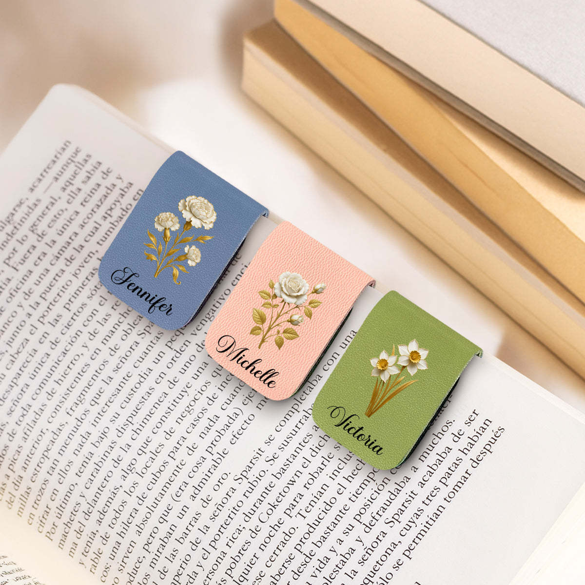 Flower Of The Month - Personalized Custom Leather Bookmark