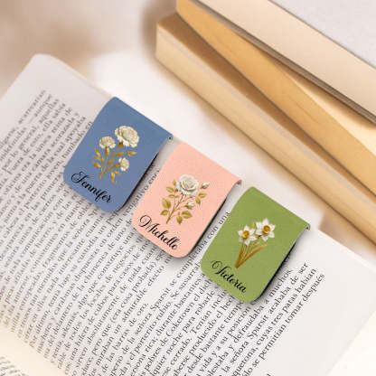 Flower Of The Month - Personalized Custom Leather Bookmark