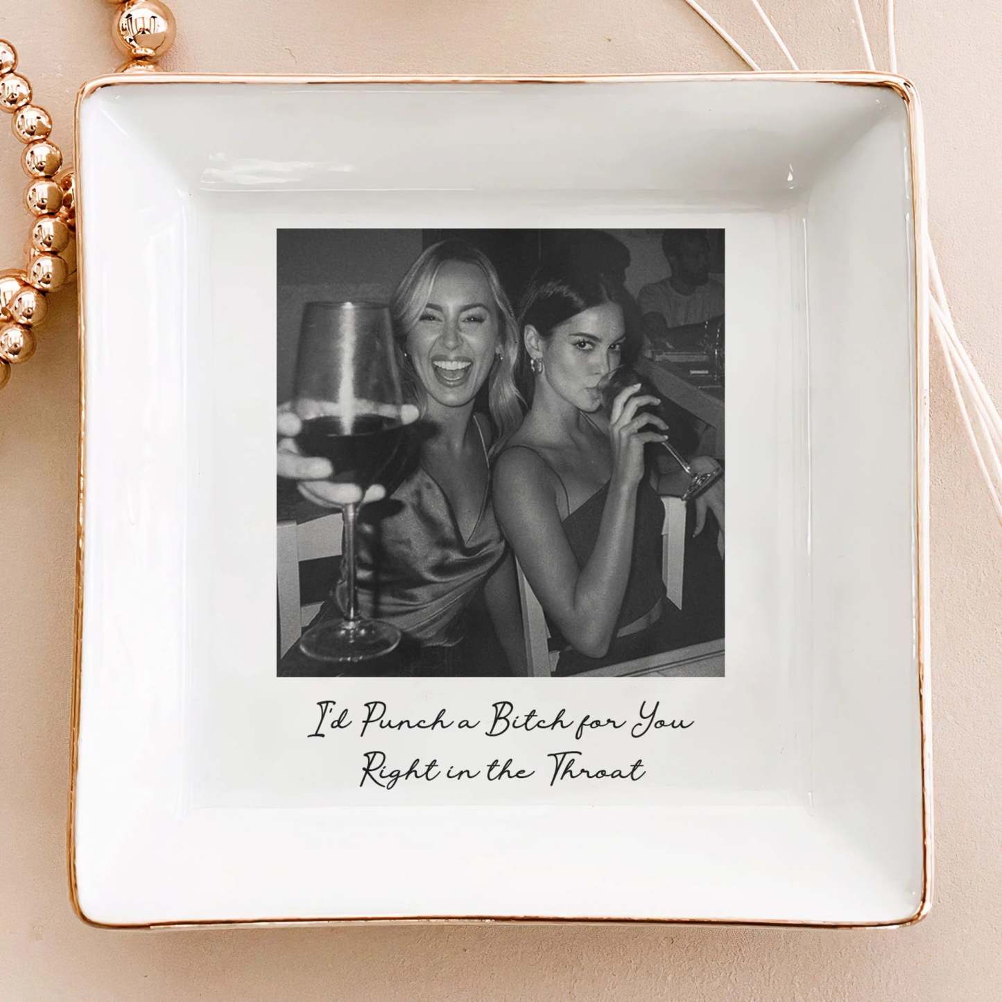 Custom Bestie Photo Trinket Tray For Best Friend Friendship Thank You Gifts - Personalized Jewelry Dish