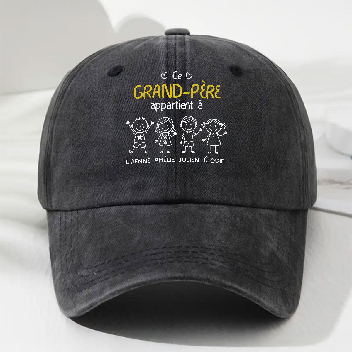 Casquette en Denim Délavé Personnalisée - Ce Papi Nous Appartient